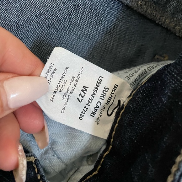 Silver jeans 27 Suki Capri dark wash blue faded skinny neutral denim casual - Picture 4 of 4